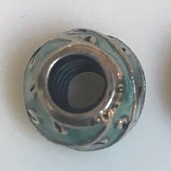 Pandora EUC teal green enamel sterling silver bead - Picture 3 of 4